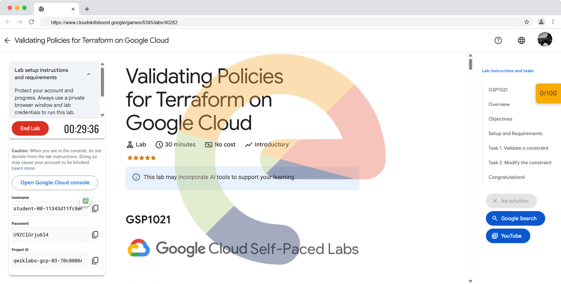 Validating Policies for Terraform on Google Cloud - GSP1021