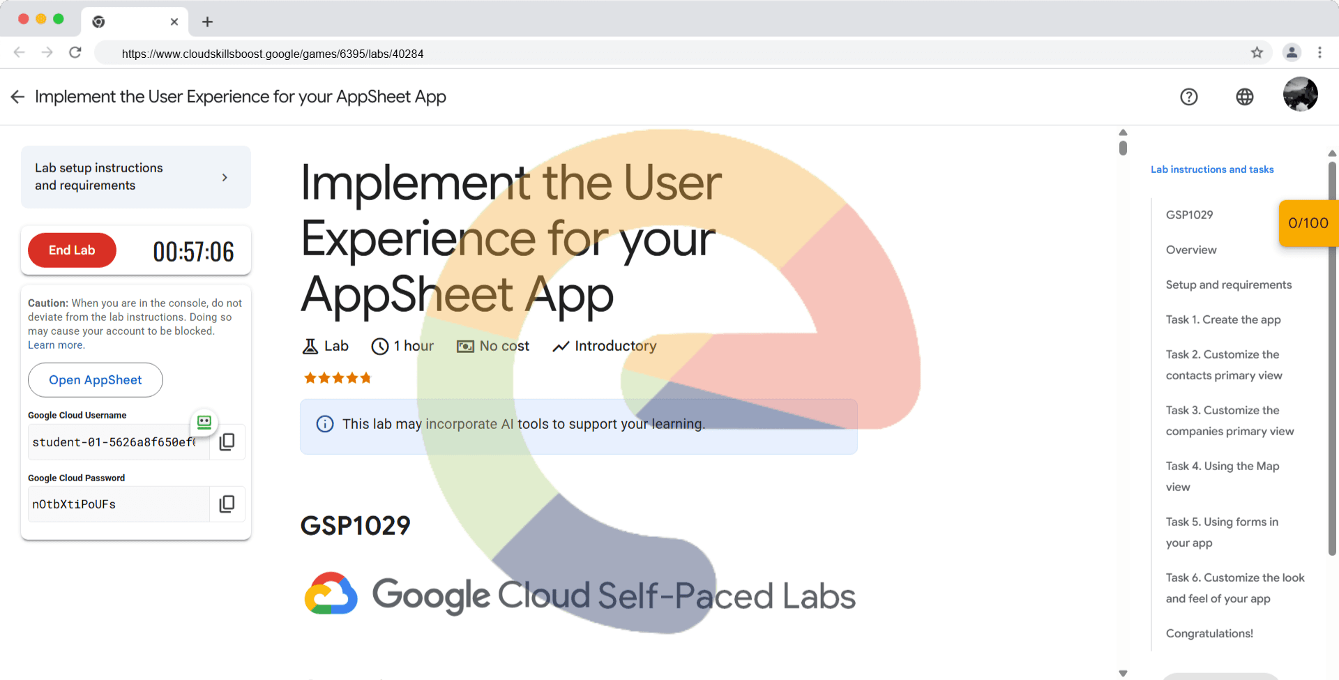 Implement the User Experience for your AppSheet App - GSP1029