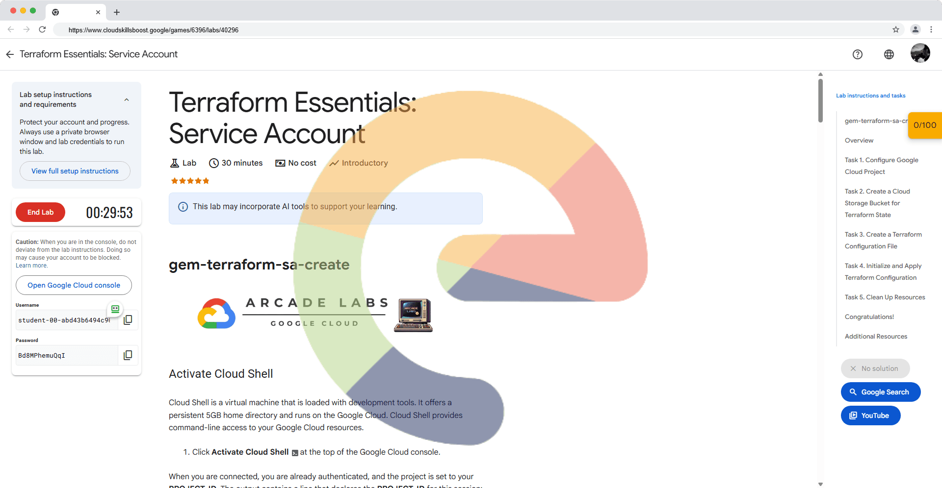 Terraform Essentials: Service Account - gem-terraform-sa-create