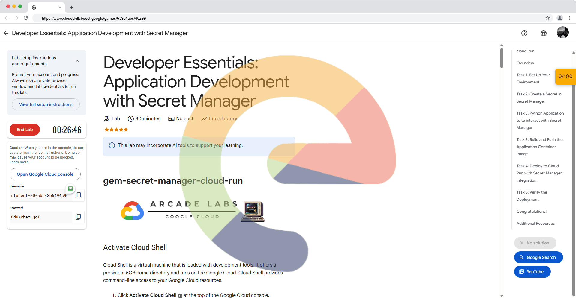 Developer Essentials: Application Development with Secret Manager - gem-secret-manager-cloud-run
