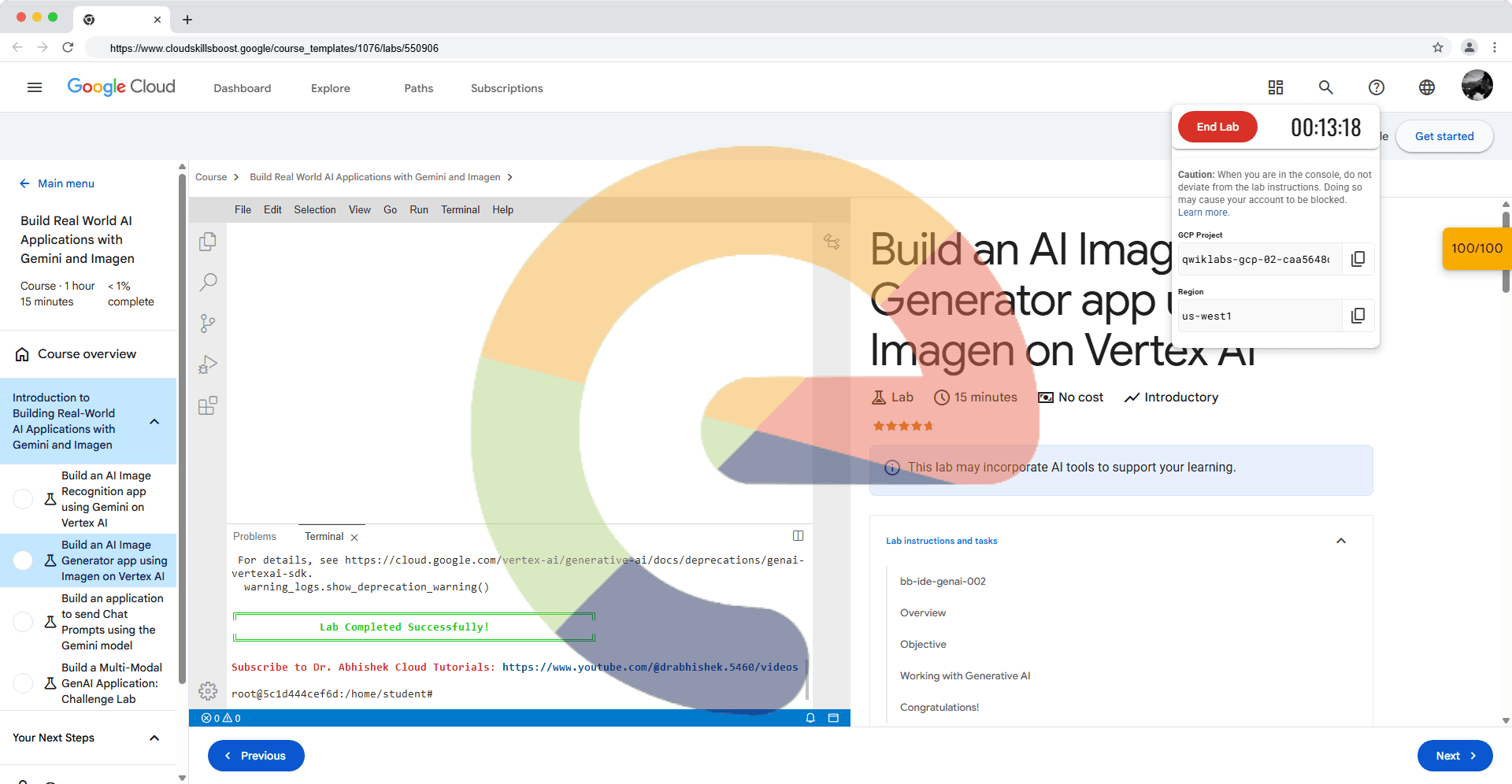 Build an AI Image Generator app using Imagen on Vertex AI - bb-ide-genai-002