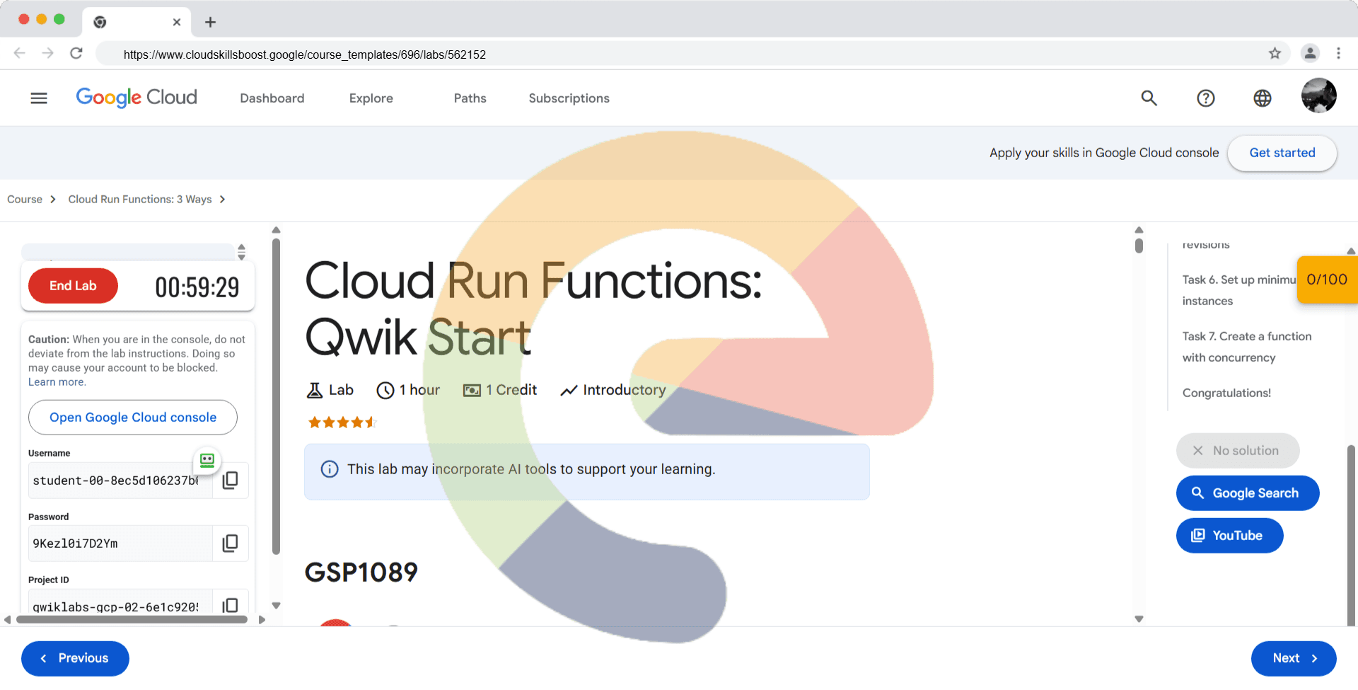 Cloud Run Functions: Qwik Start - GSP1089