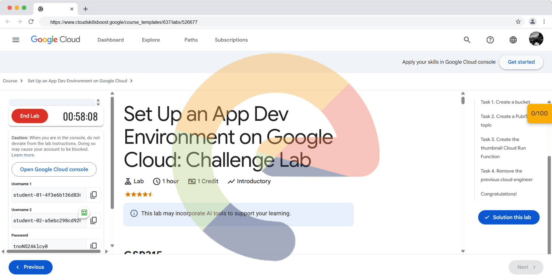 Set Up an App Dev Environment on Google Cloud: Challenge Lab - GSP315