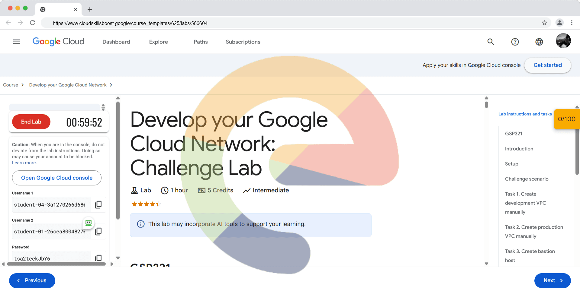 Develop your Google Cloud Network: Challenge Lab - GSP321