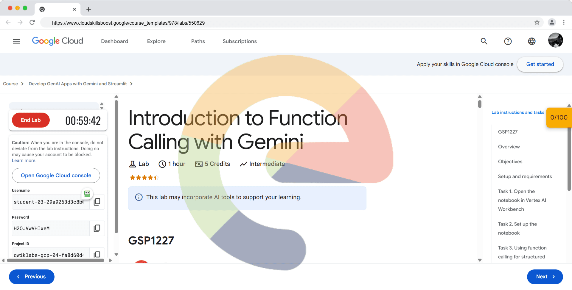 Introduction to Function Calling with Gemini - GSP1227