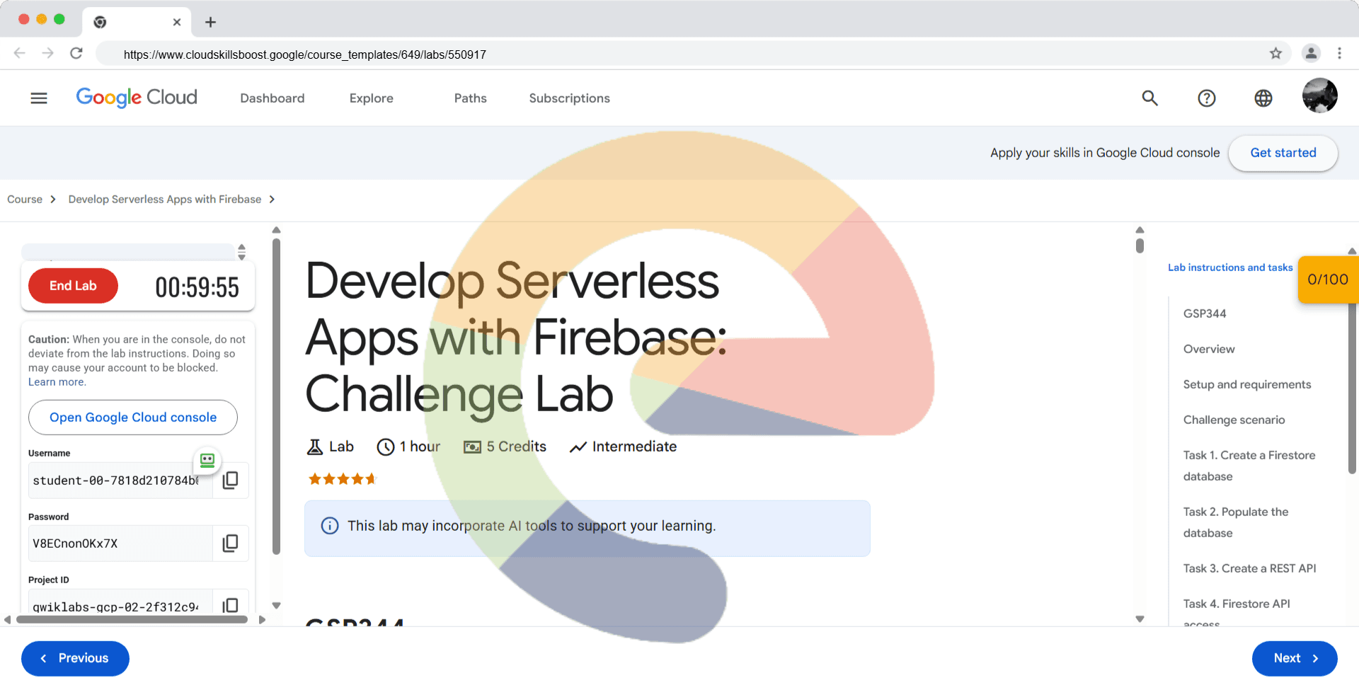 Develop Serverless Apps with Firebase: Challenge Lab - GSP344