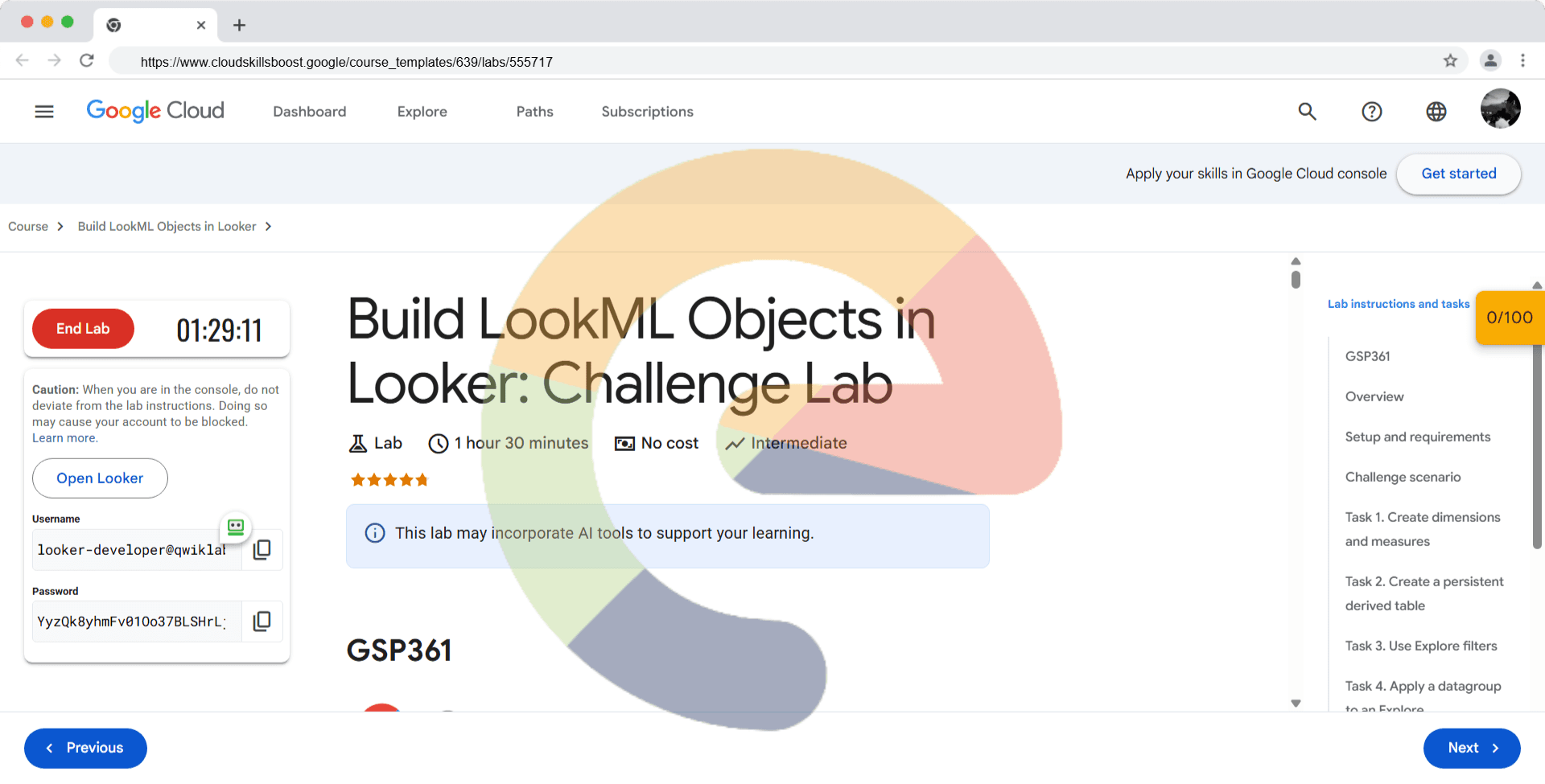 Build LookML Objects in Looker: Challenge Lab - GSP361