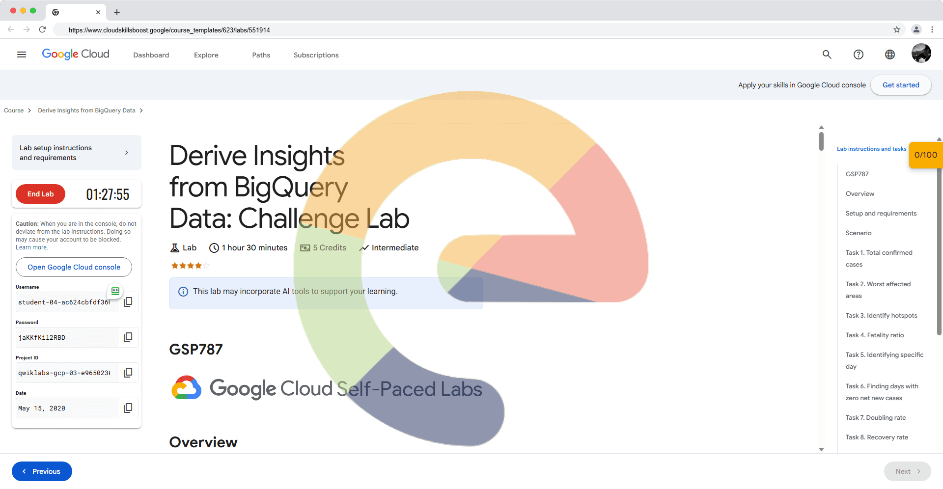 Derive Insights from BigQuery Data: Challenge Lab - GSP787