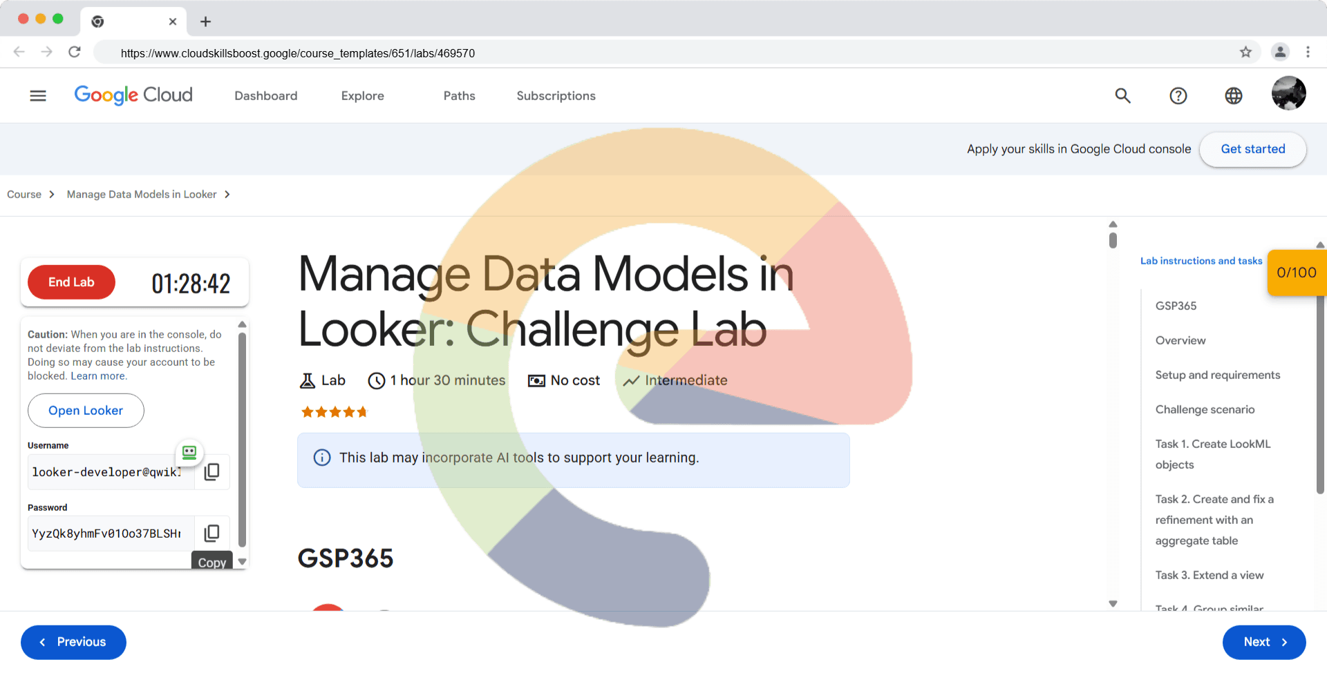 Manage Data Models in Looker: Challenge Lab - GSP365