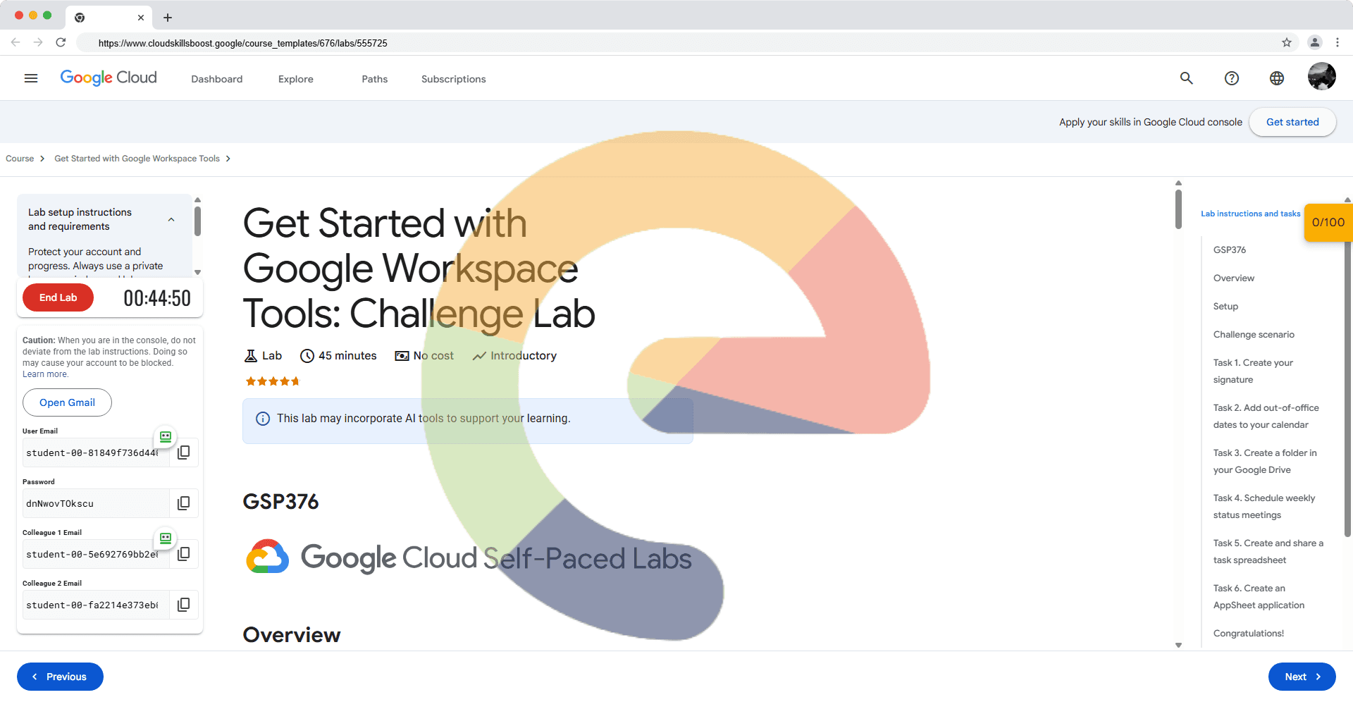 Get Started with Google Workspace Tools: Challenge Lab - GSP376