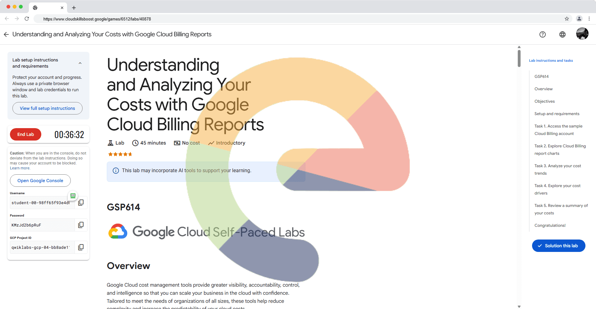 Understanding and Analyzing Your Costs with Google Cloud Billing Reports - GSP614