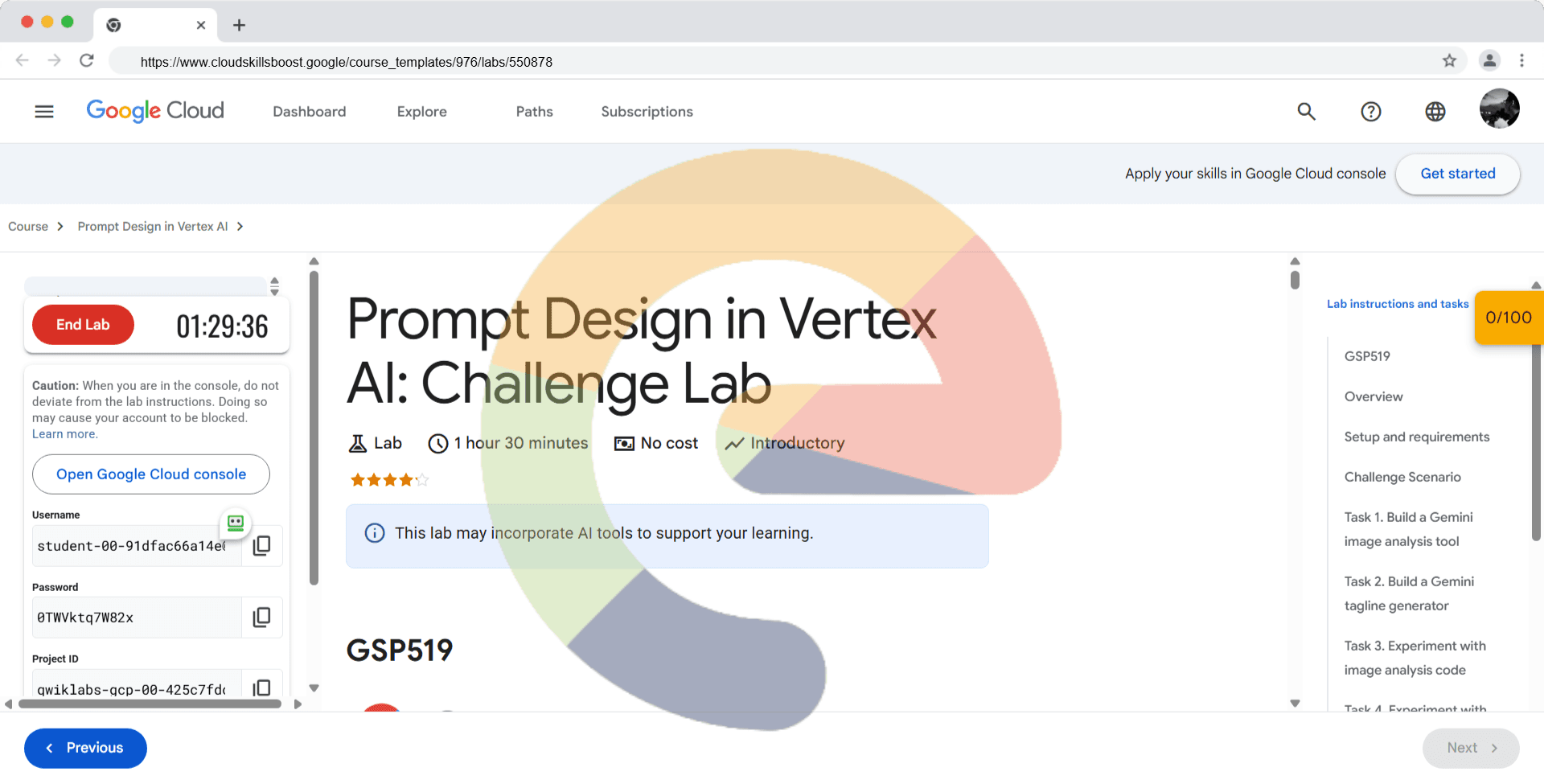 Prompt Design in Vertex AI: Challenge Lab - GSP519