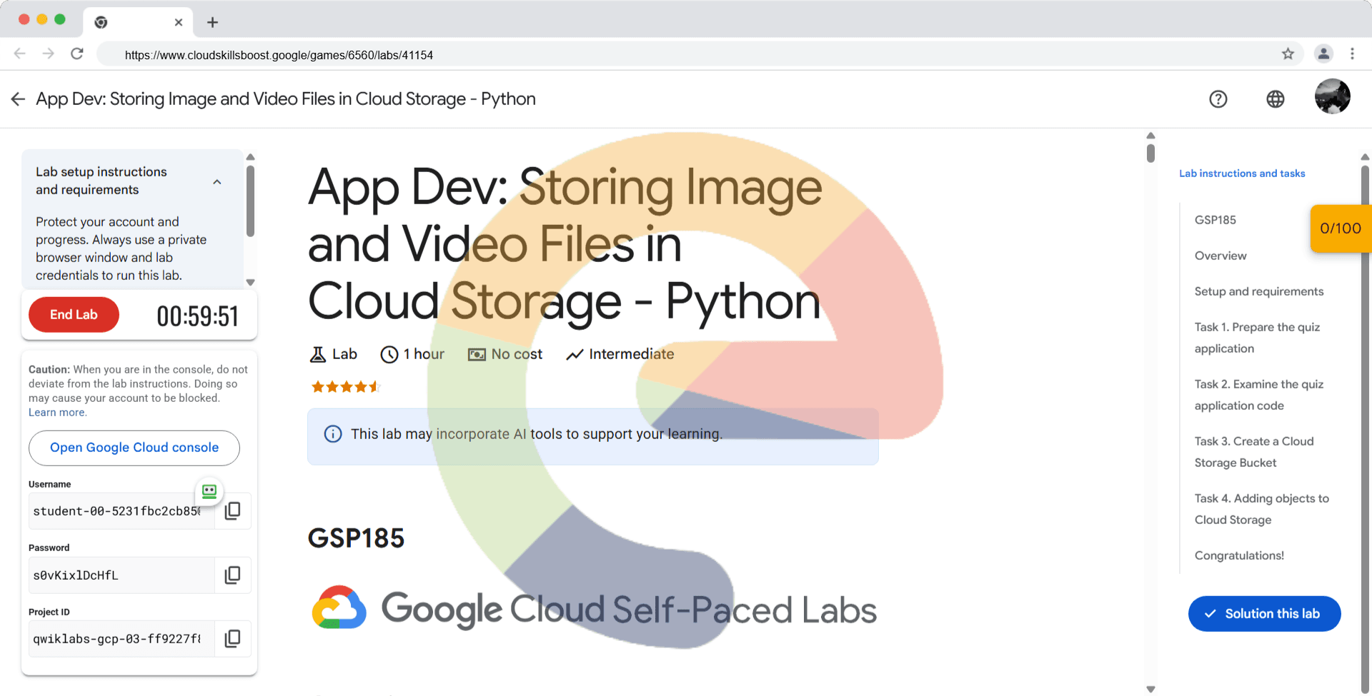 App Dev: Storing Image and Video Files in Cloud Storage - Python - GSP185