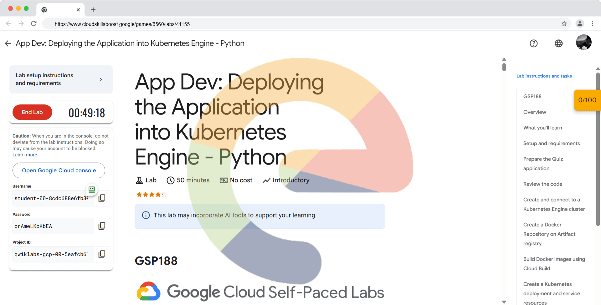 App Dev: Deploying the Application into Kubernetes Engine - Python - GSP188