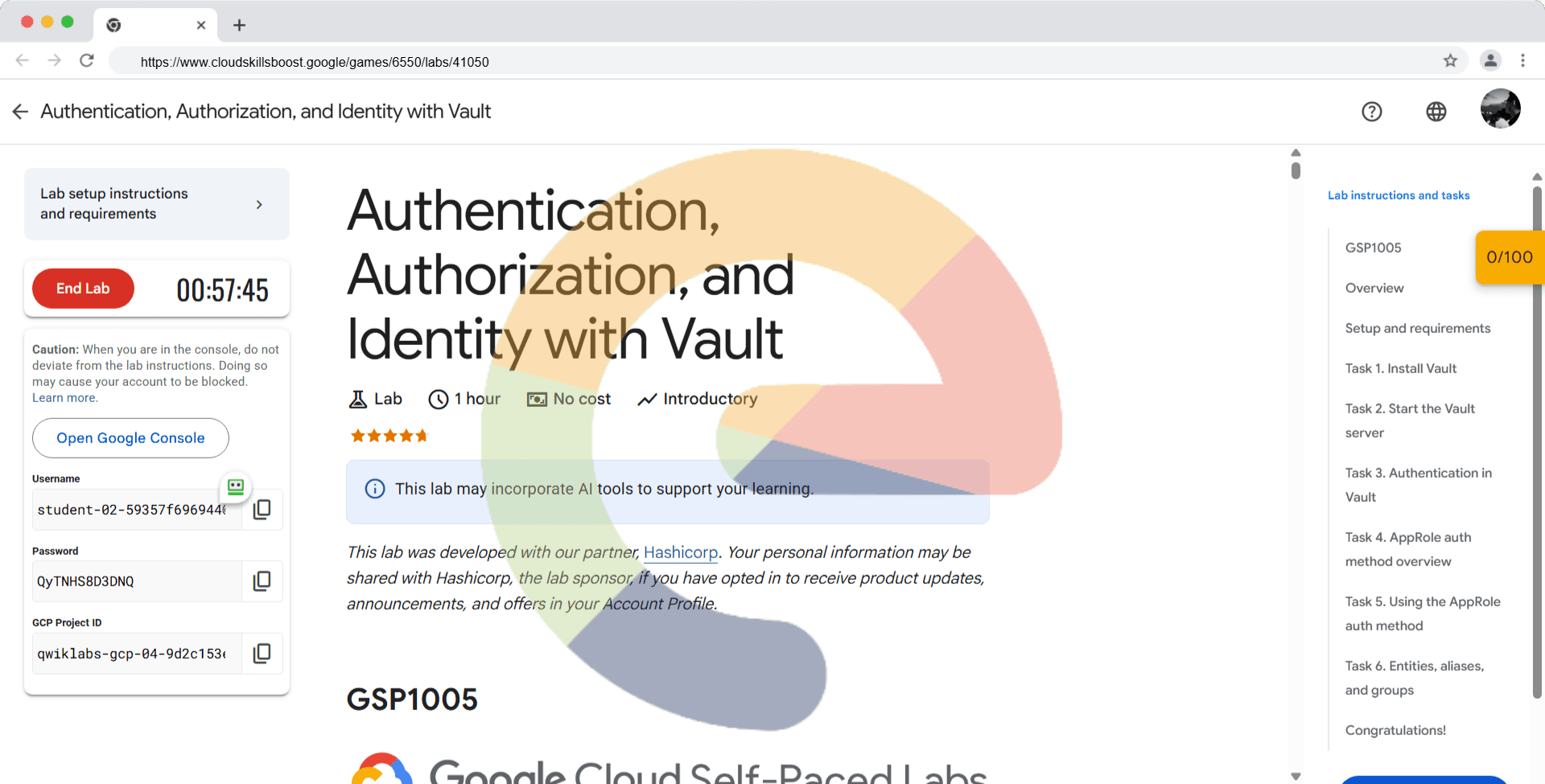 Authentication, Authorization, and Identity with Vault - GSP1005