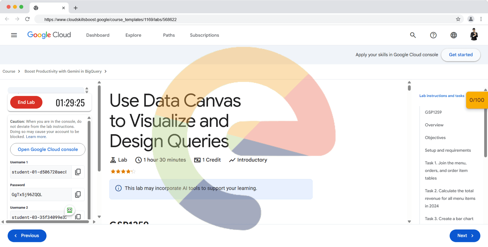 Use Data Canvas to Visualize and Design Queries - GSP1259