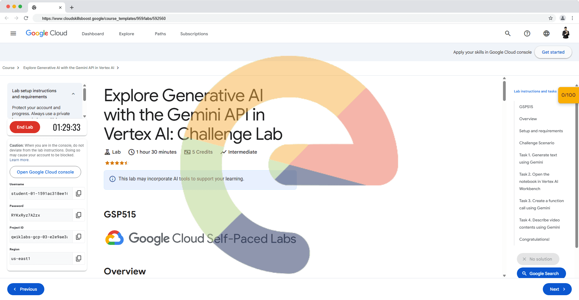 Explore Generative AI with the Gemini API in Vertex AI: Challenge Lab - GSP515