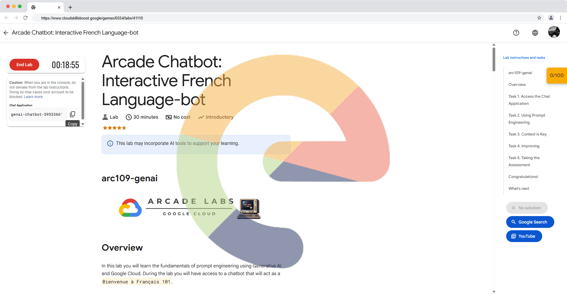 Arcade Chatbot: Interactive French Language-bot - arc109-genai