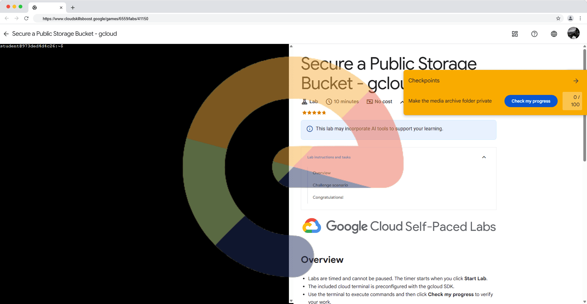 Secure a Public Storage Bucket - gcloud (Solution)