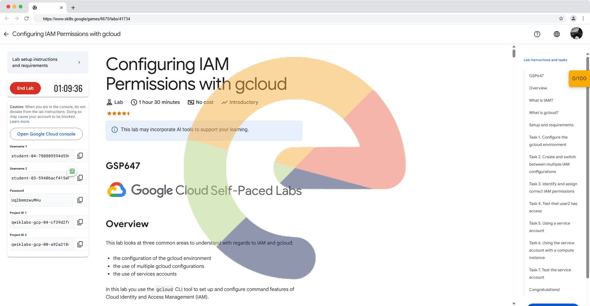 Configuring IAM Permissions with gcloud - GSP647