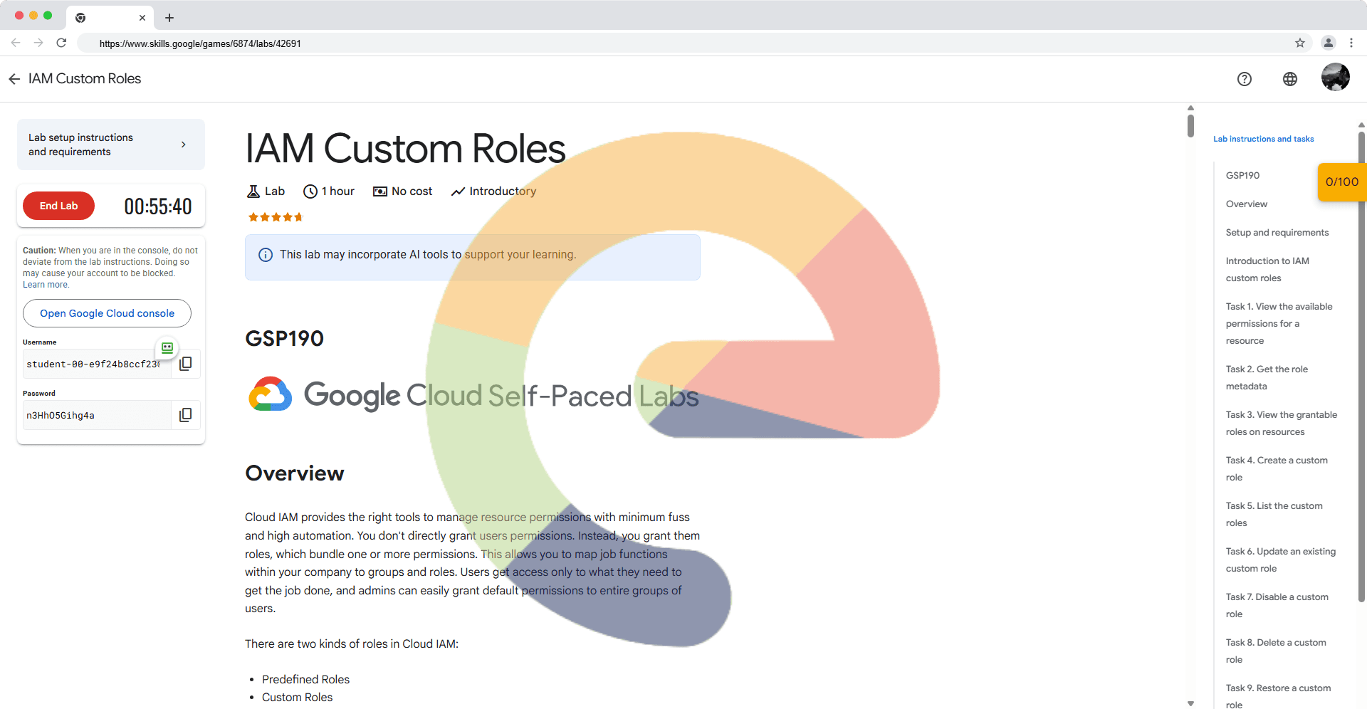 IAM Custom Roles - GSP190