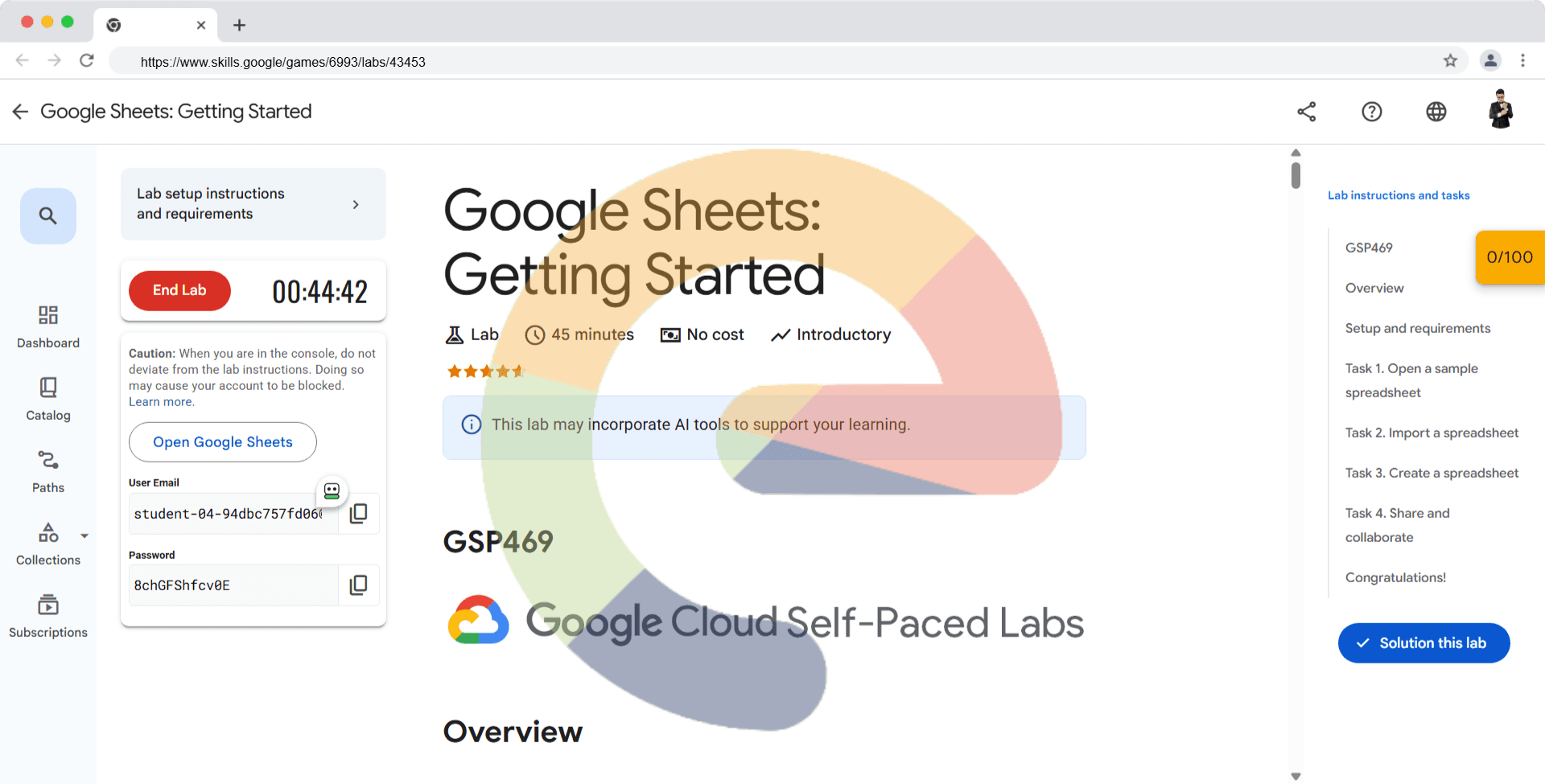 Google Sheets: Getting Started - GSP469