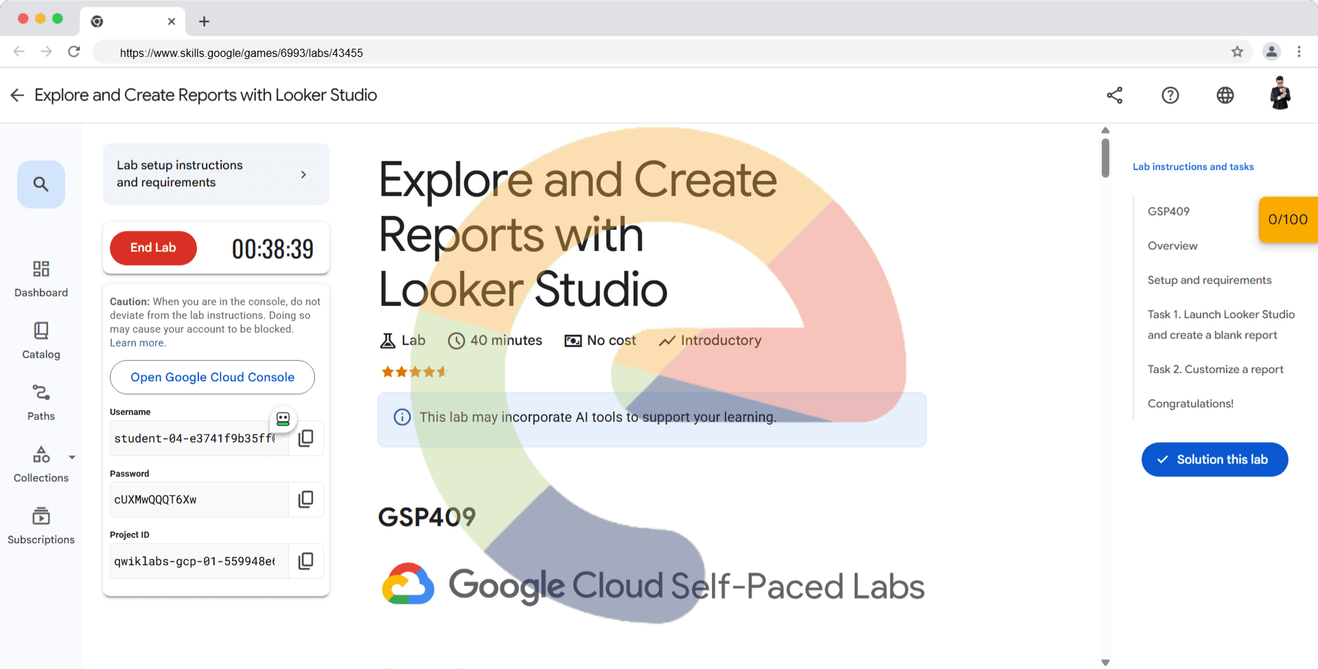 Explore and Create Reports with Looker Studio - GSP409