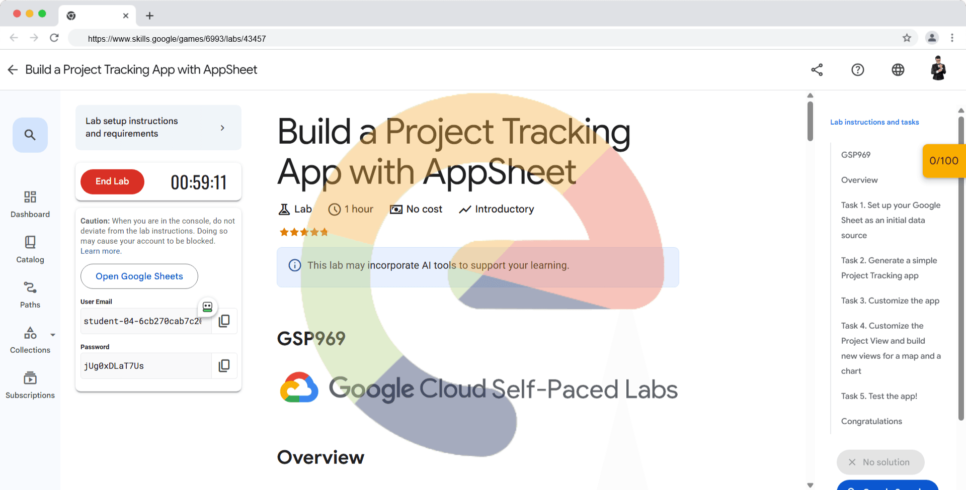 Build a Project Tracking App with AppSheet - GSP969