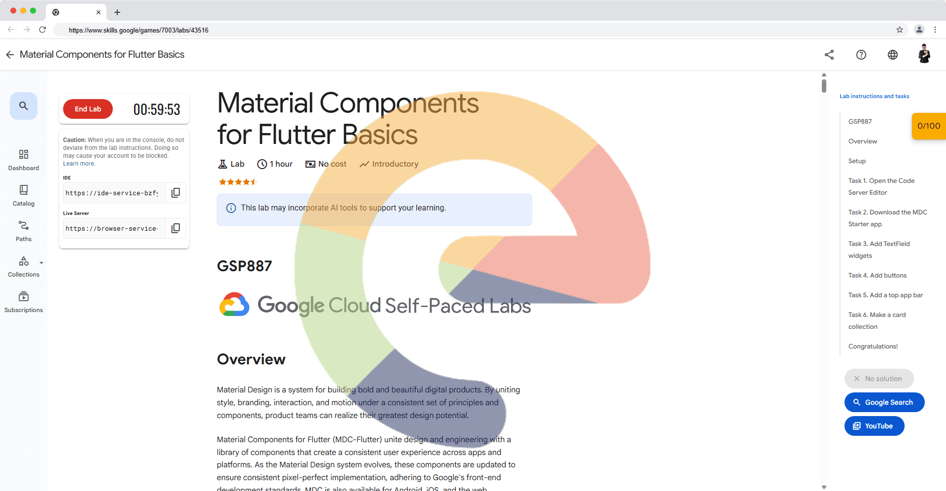 Material Components for Flutter Basics - GSP887