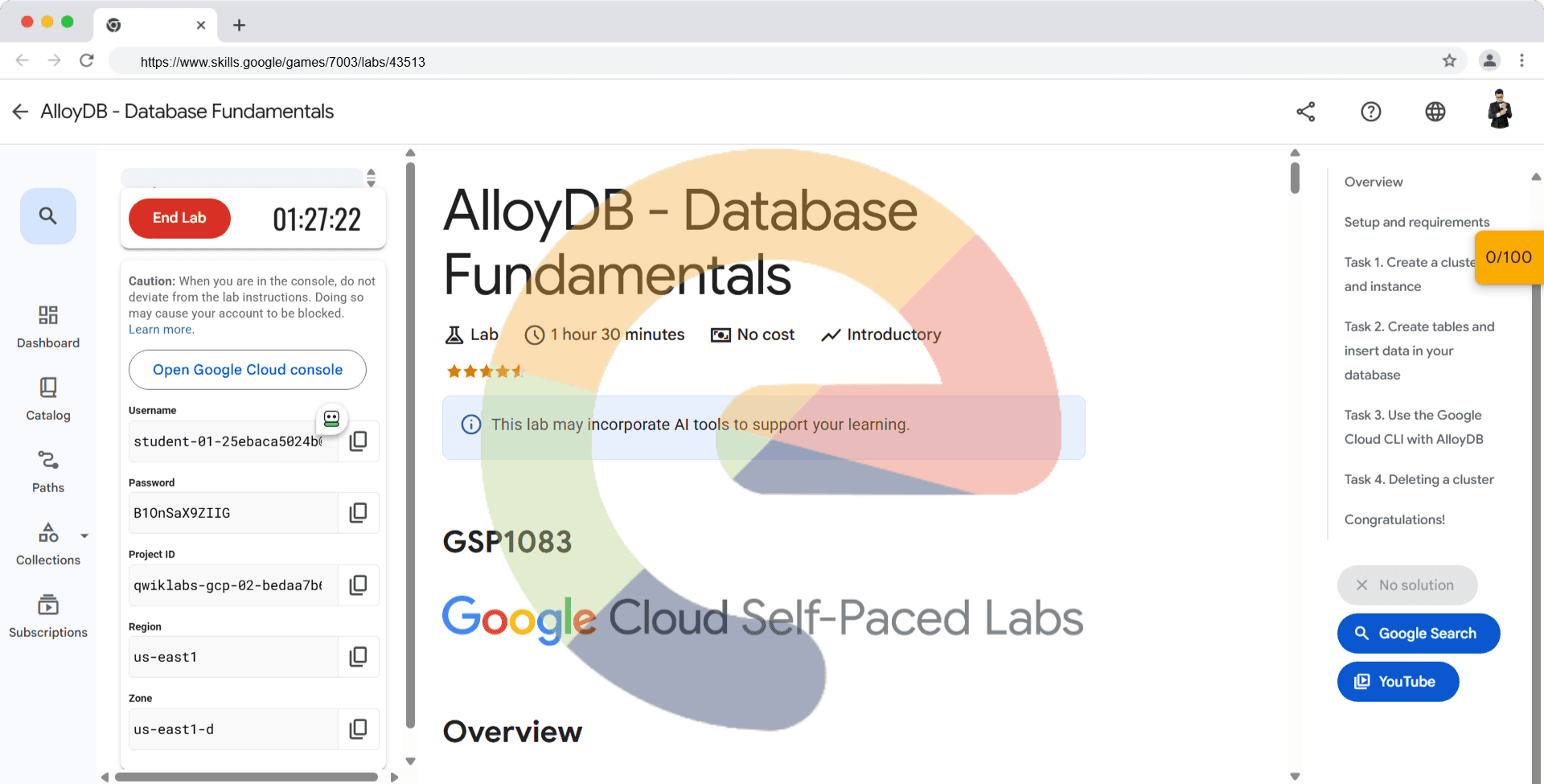 AlloyDB - Database Fundamentals - GSP1083
