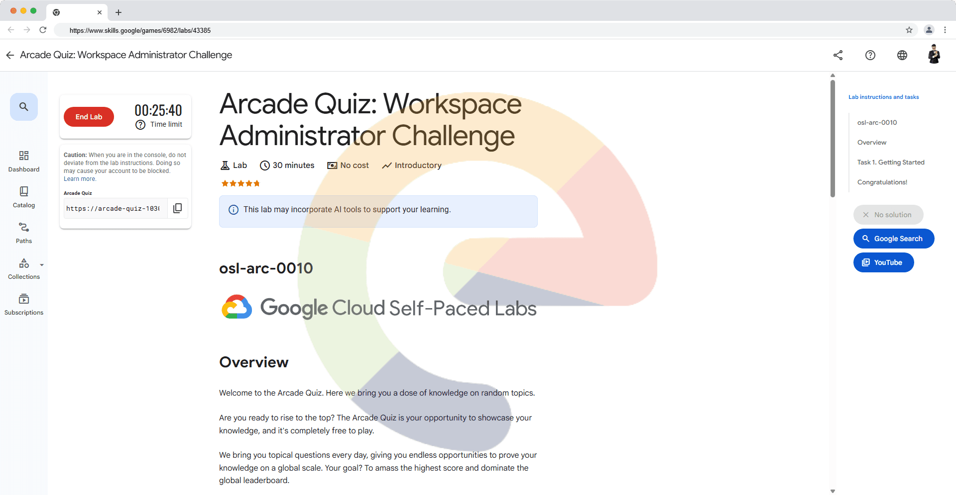 Arcade Quiz: Workspace Administrator Challenge - osl-arc-0010