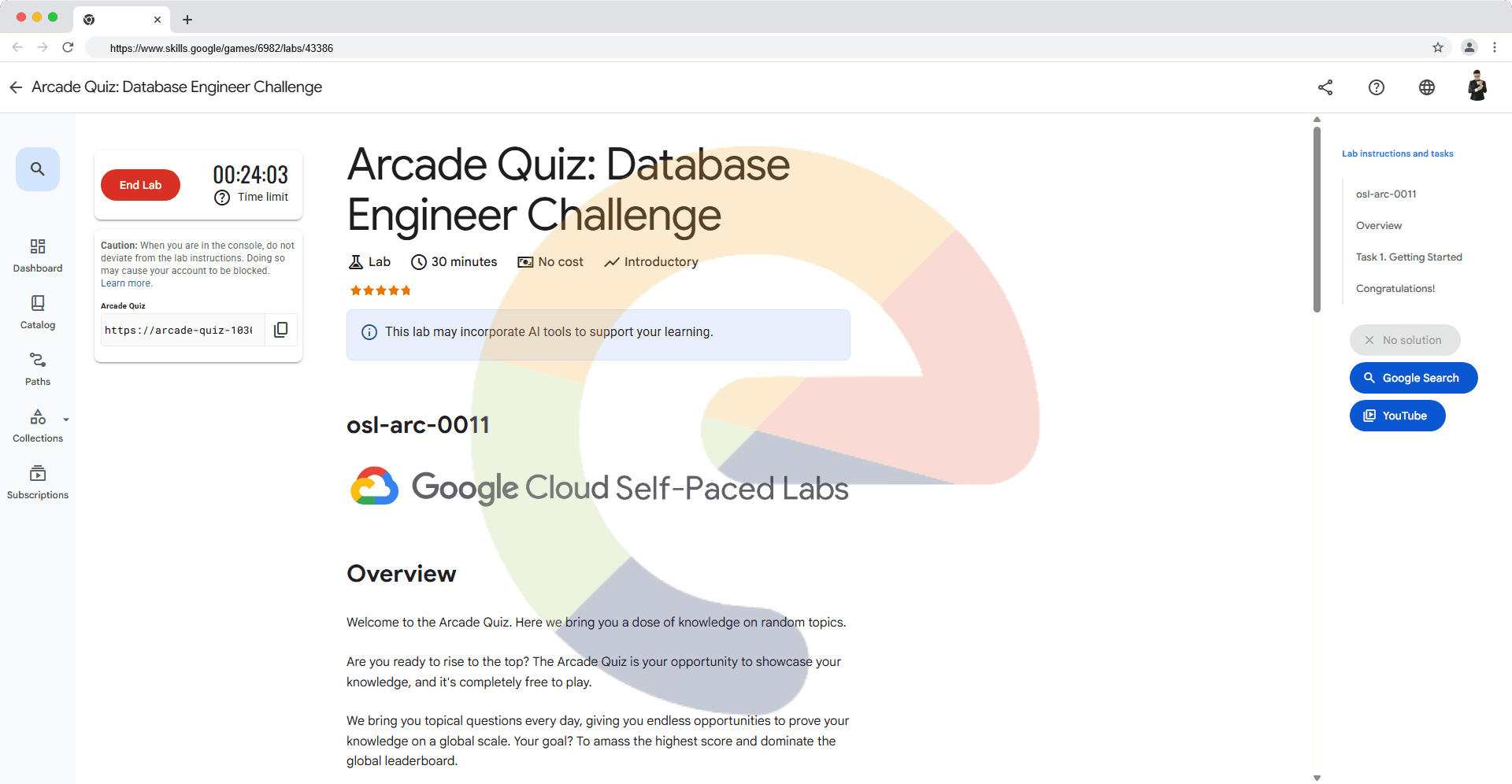 Arcade Quiz: Database Engineer Challenge - osl-arc-0011