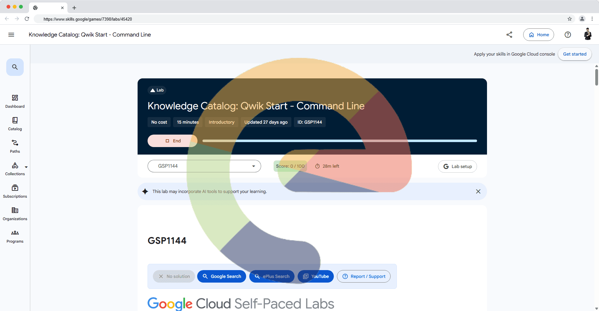 Knowledge Catalog: Qwik Start - Command Line - GSP1144