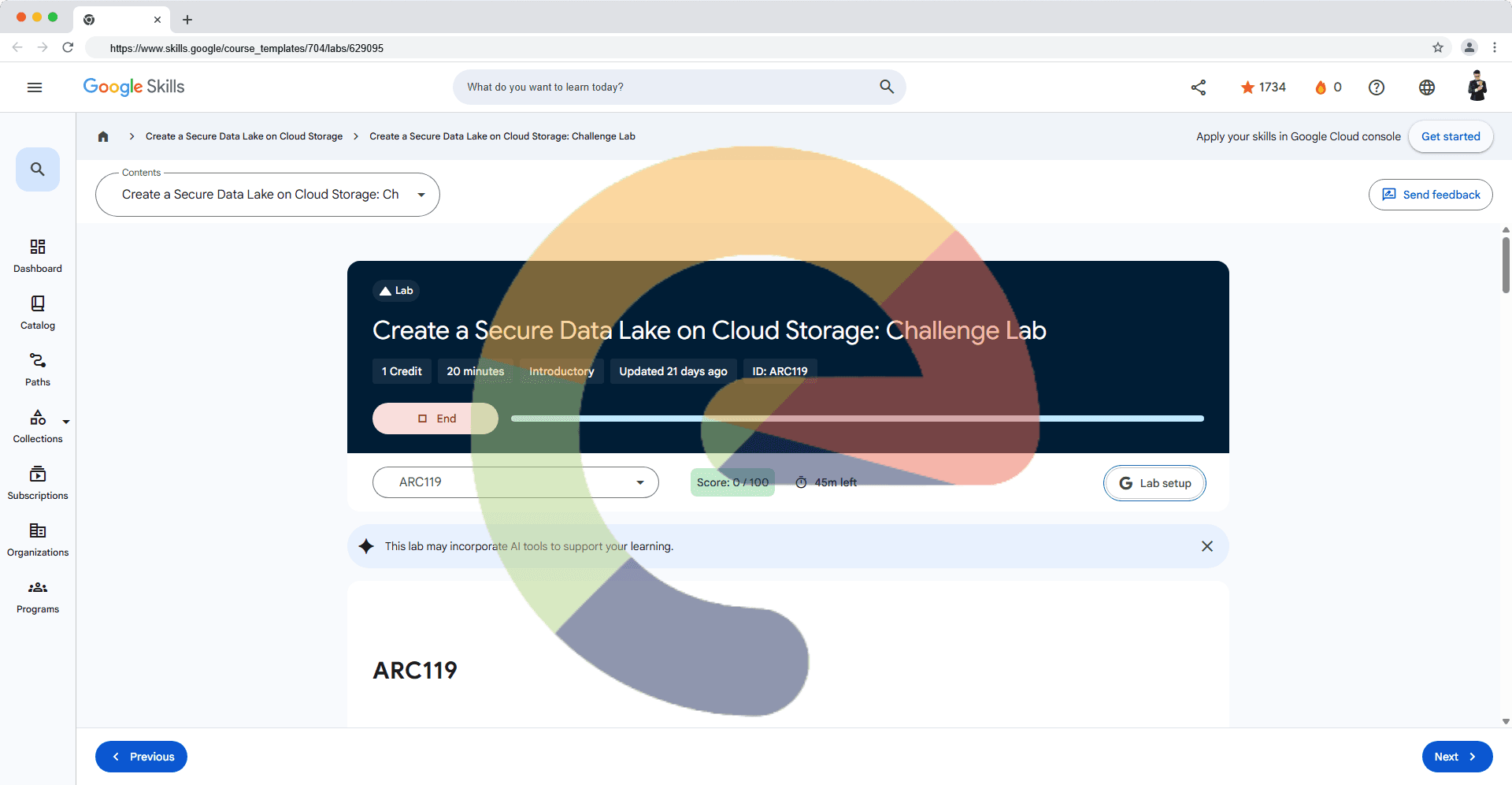 Create a Secure Data Lake on Cloud Storage: Challenge Lab - ARC119