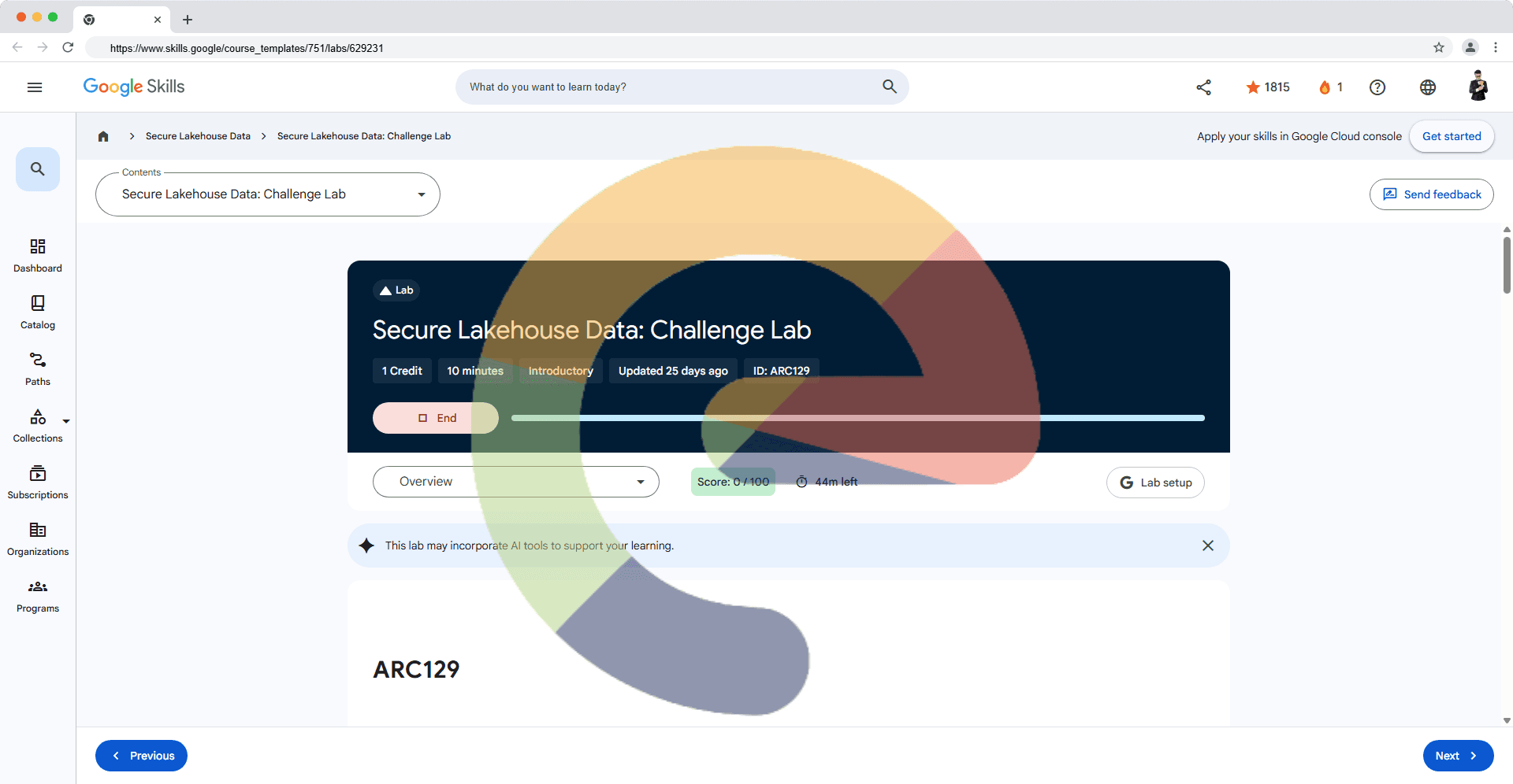 Secure BigLake Data: Challenge Lab - ARC129