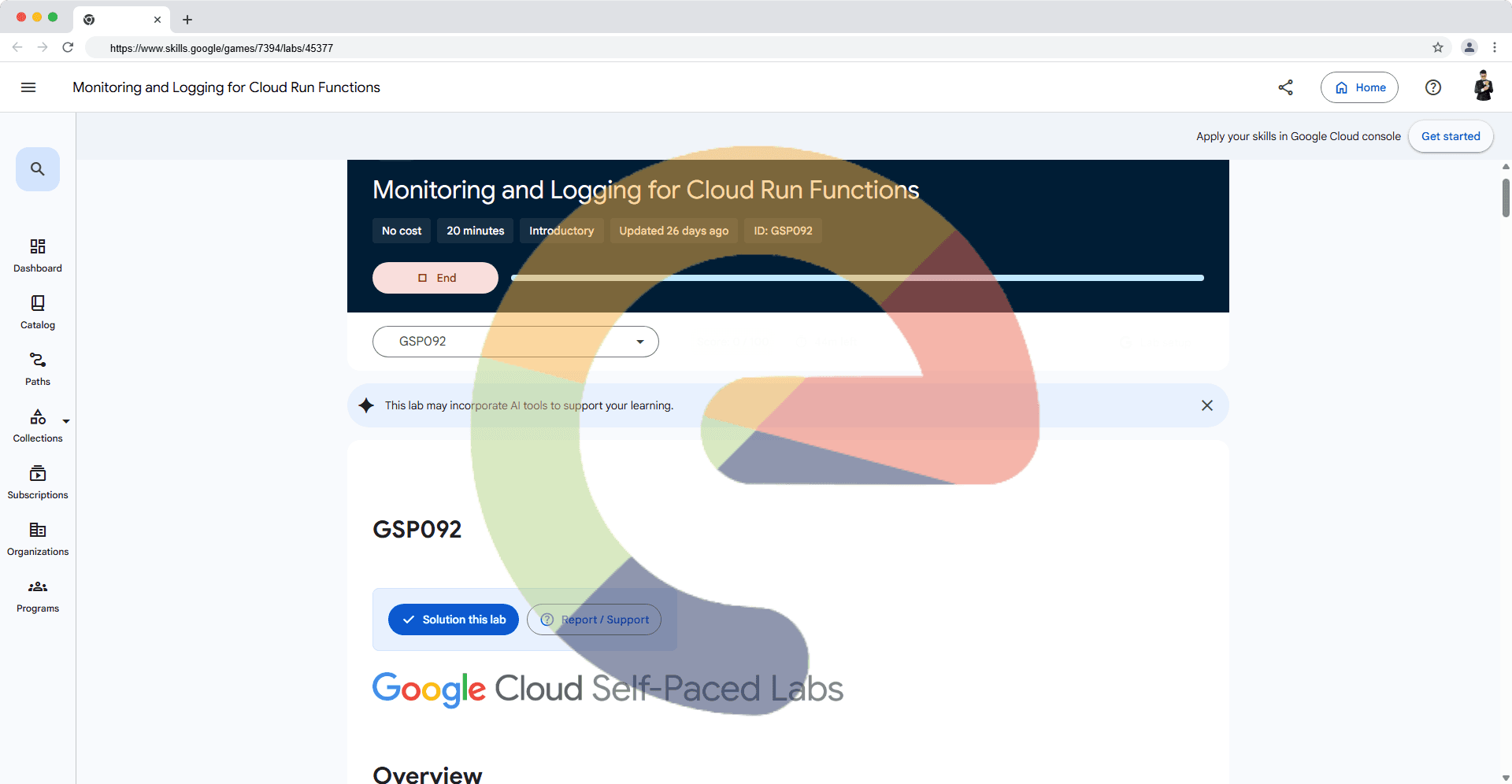 Monitoring and Logging for Cloud Run Functions - GSP092