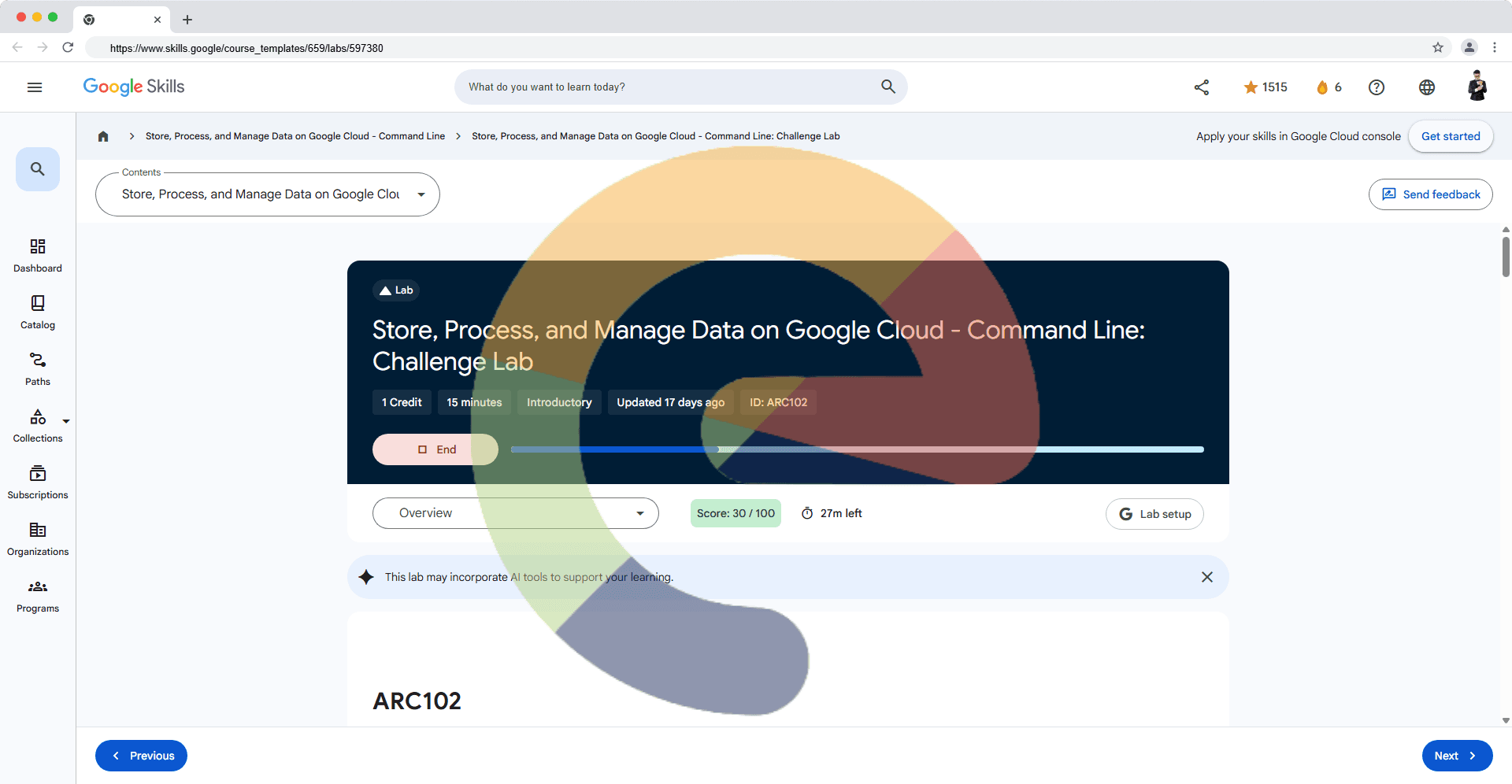 Store, Process, and Manage Data on Google Cloud - Command Line: Challenge Lab - ARC102