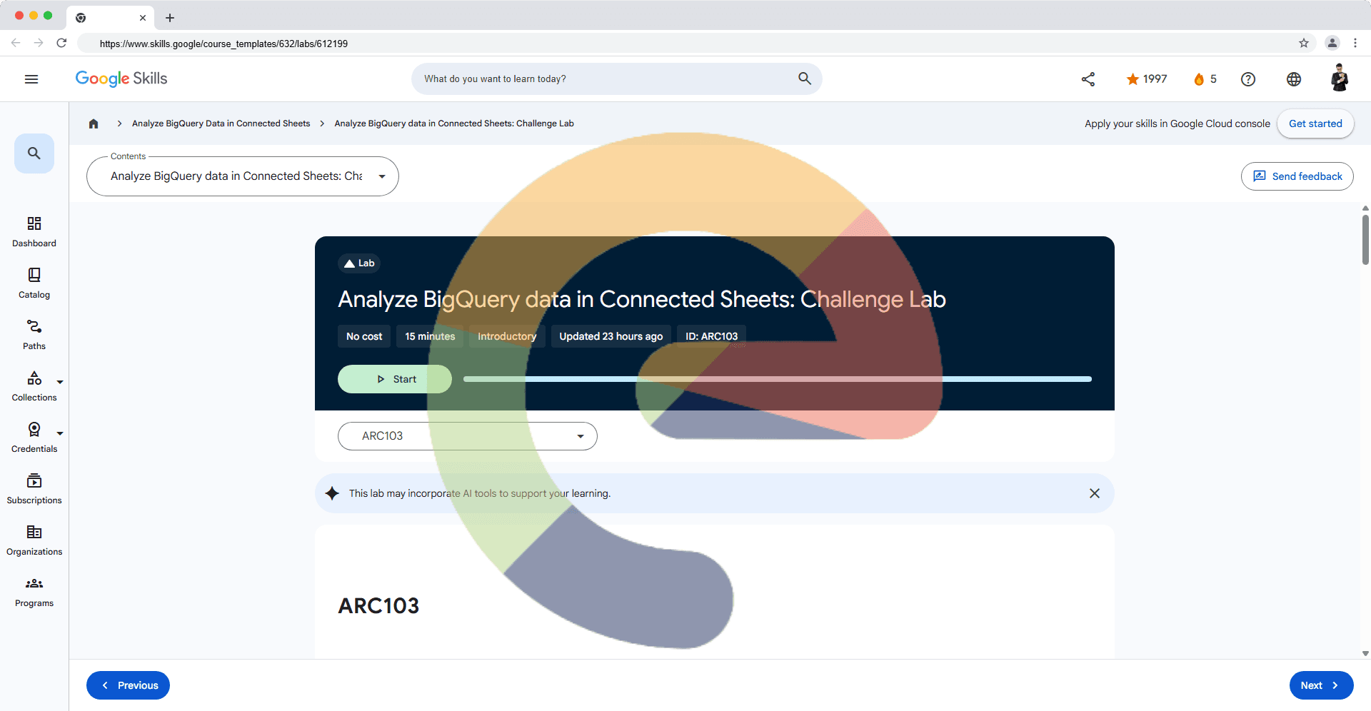 Analyze BigQuery data in Connected Sheets: Challenge Lab - ARC103
