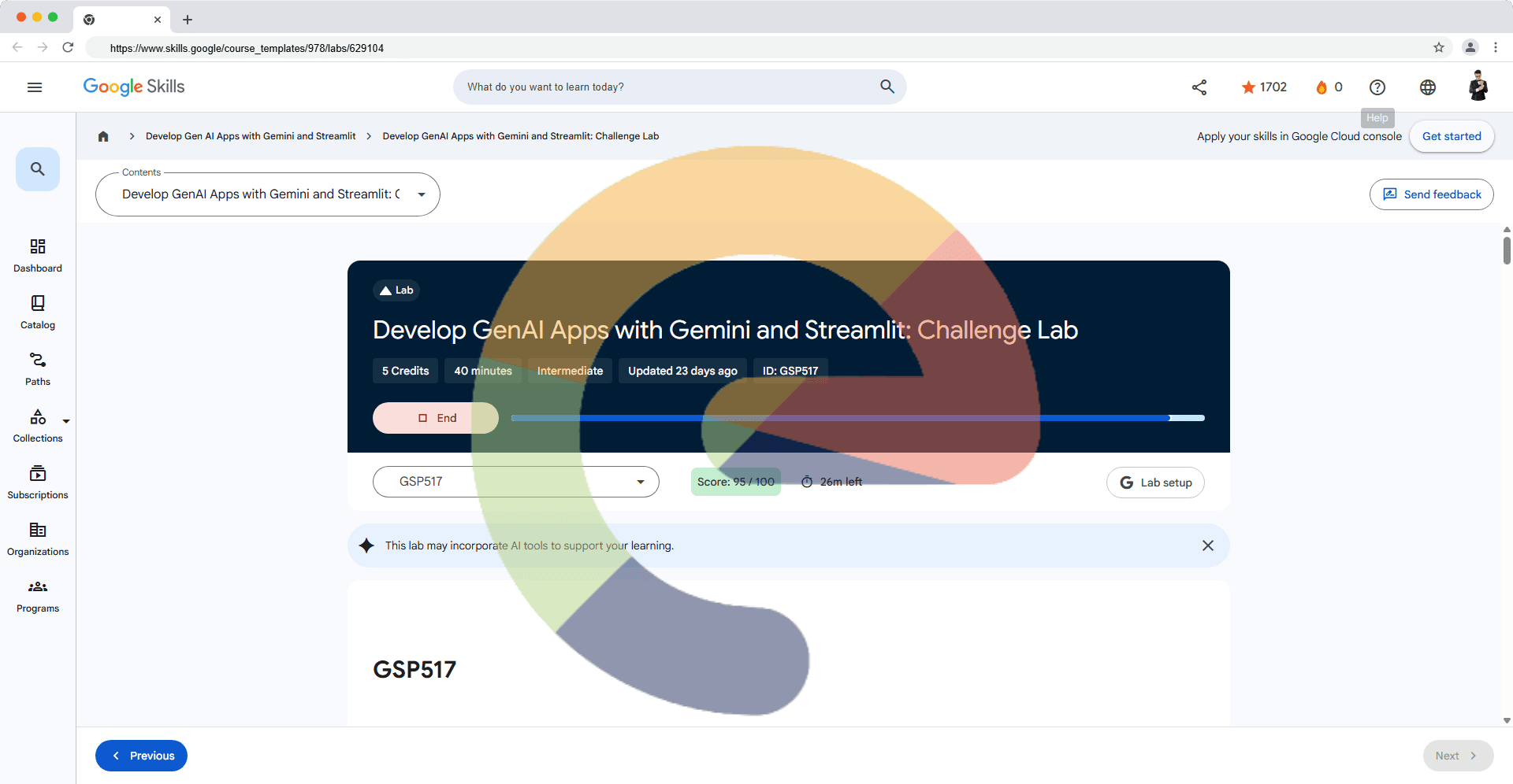 Develop GenAI Apps with Gemini and Streamlit: Challenge Lab - GSP517