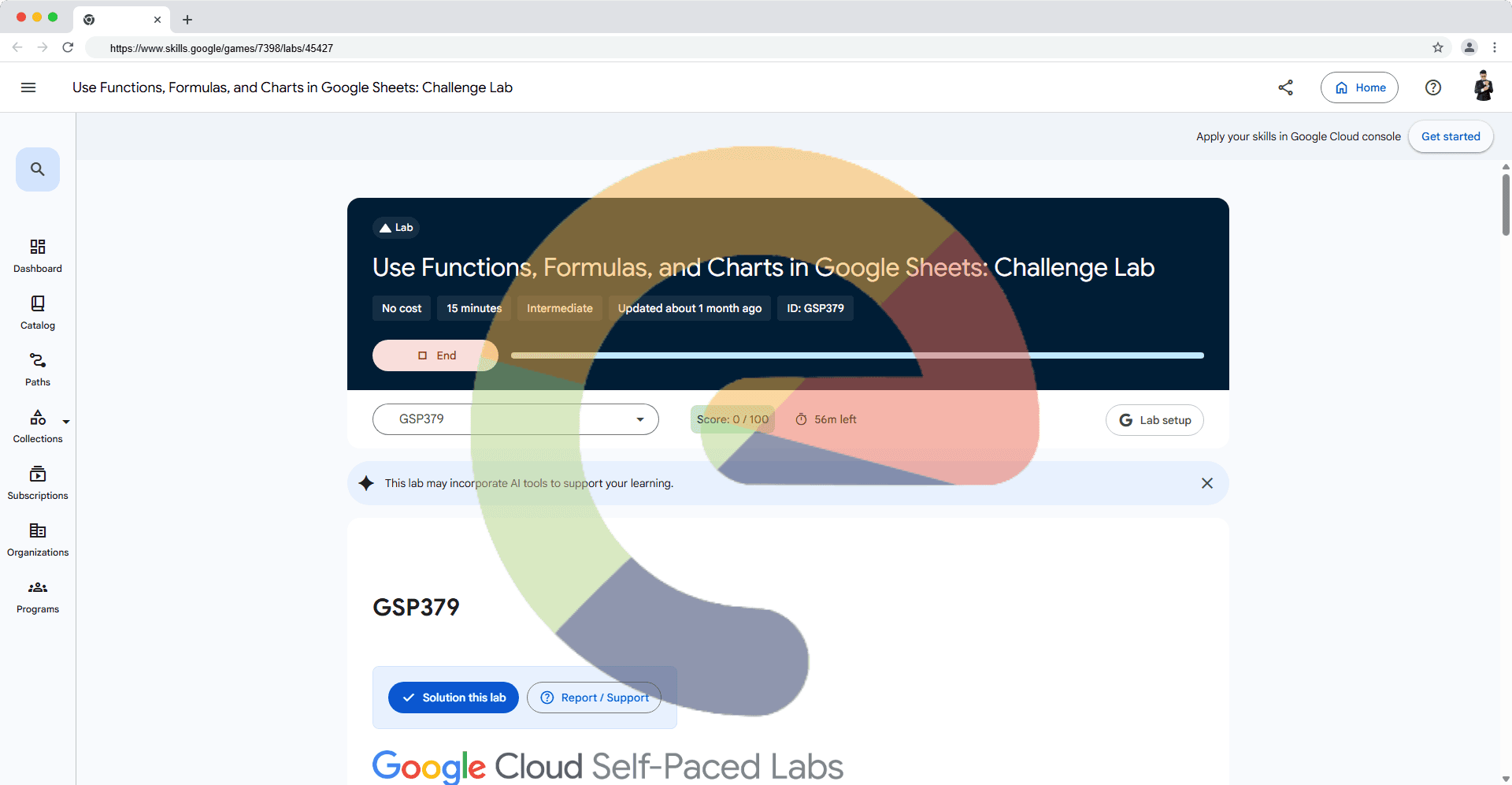 Use Functions, Formulas, and Charts in Google Sheets: Challenge Lab - GSP379