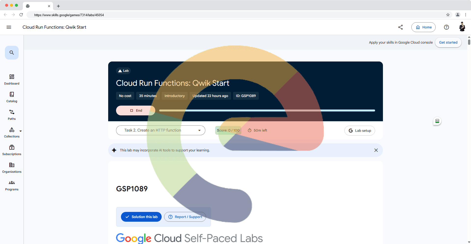 Cloud Run Functions: Qwik Start - GSP1089