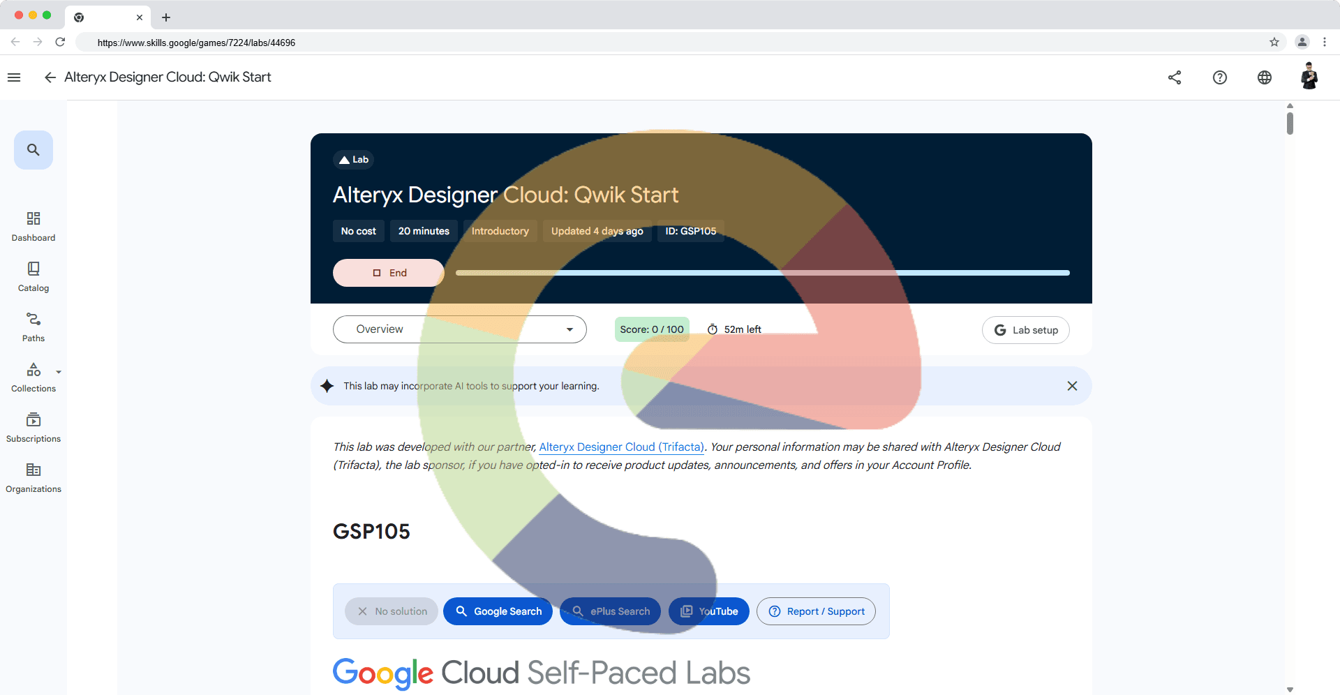 Alteryx Designer Cloud: Qwik Start - GSP105