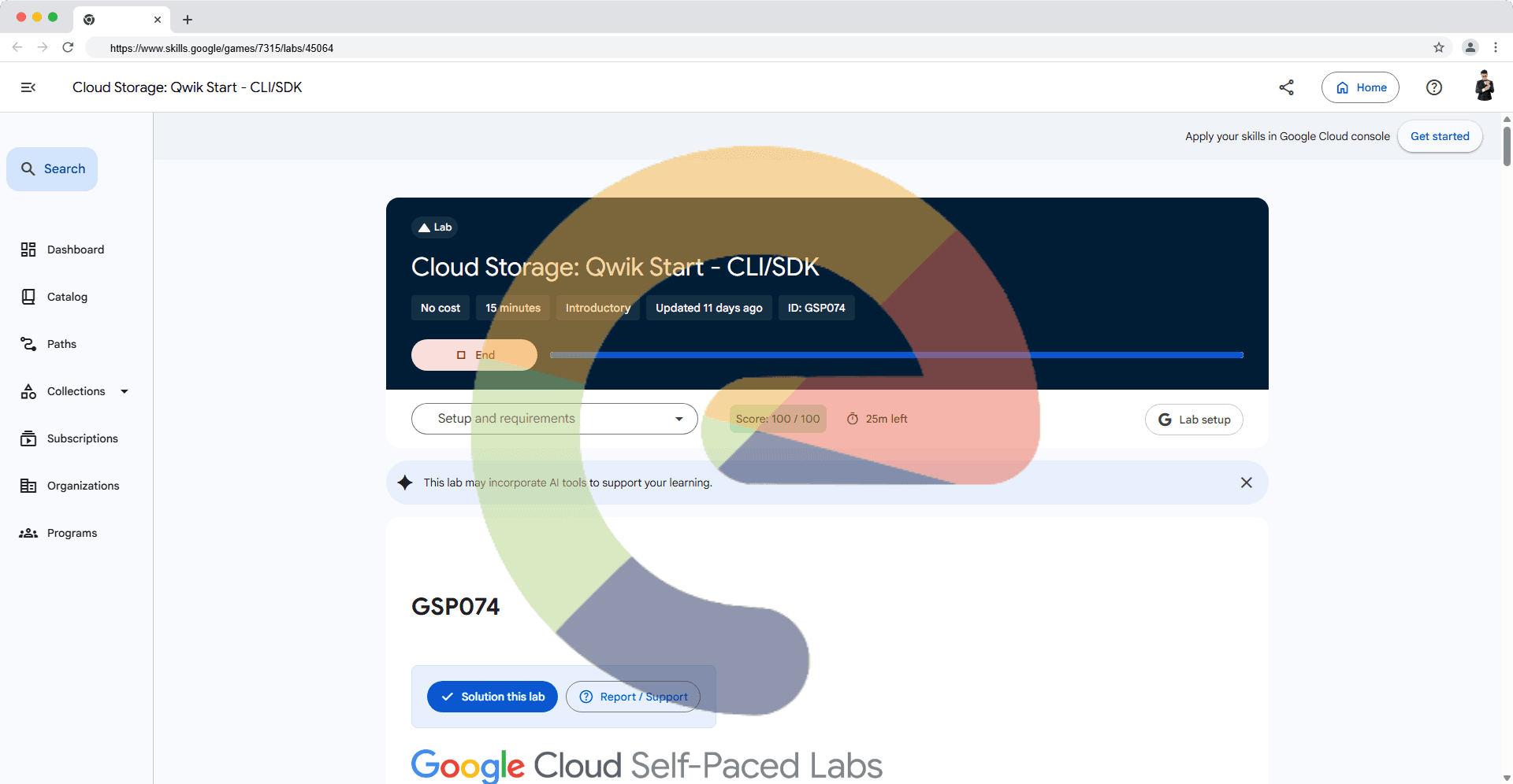 Cloud Storage: Qwik Start - CLI/SDK - GSP074
