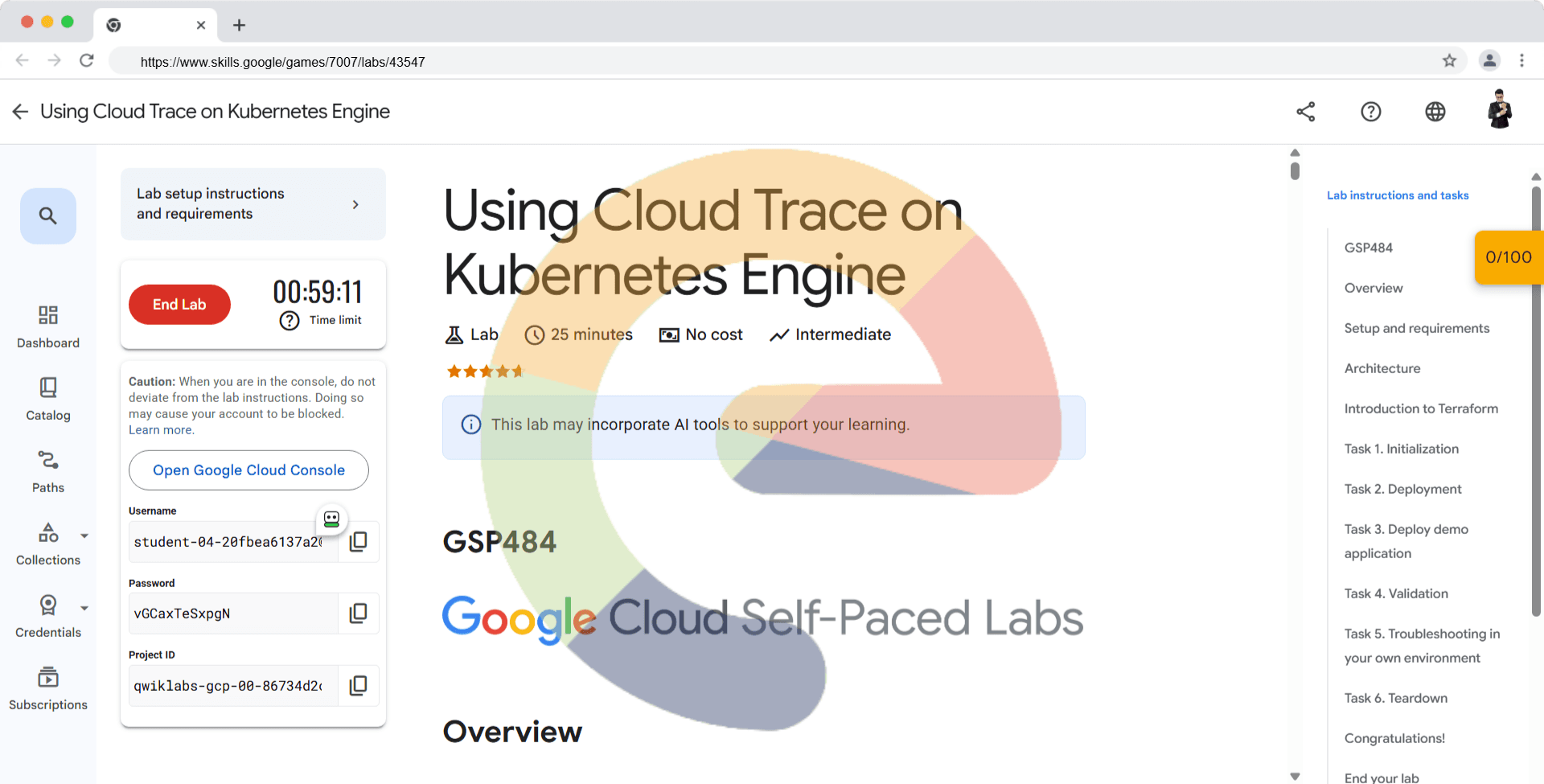 Using Cloud Trace on Kubernetes Engine - GSP484