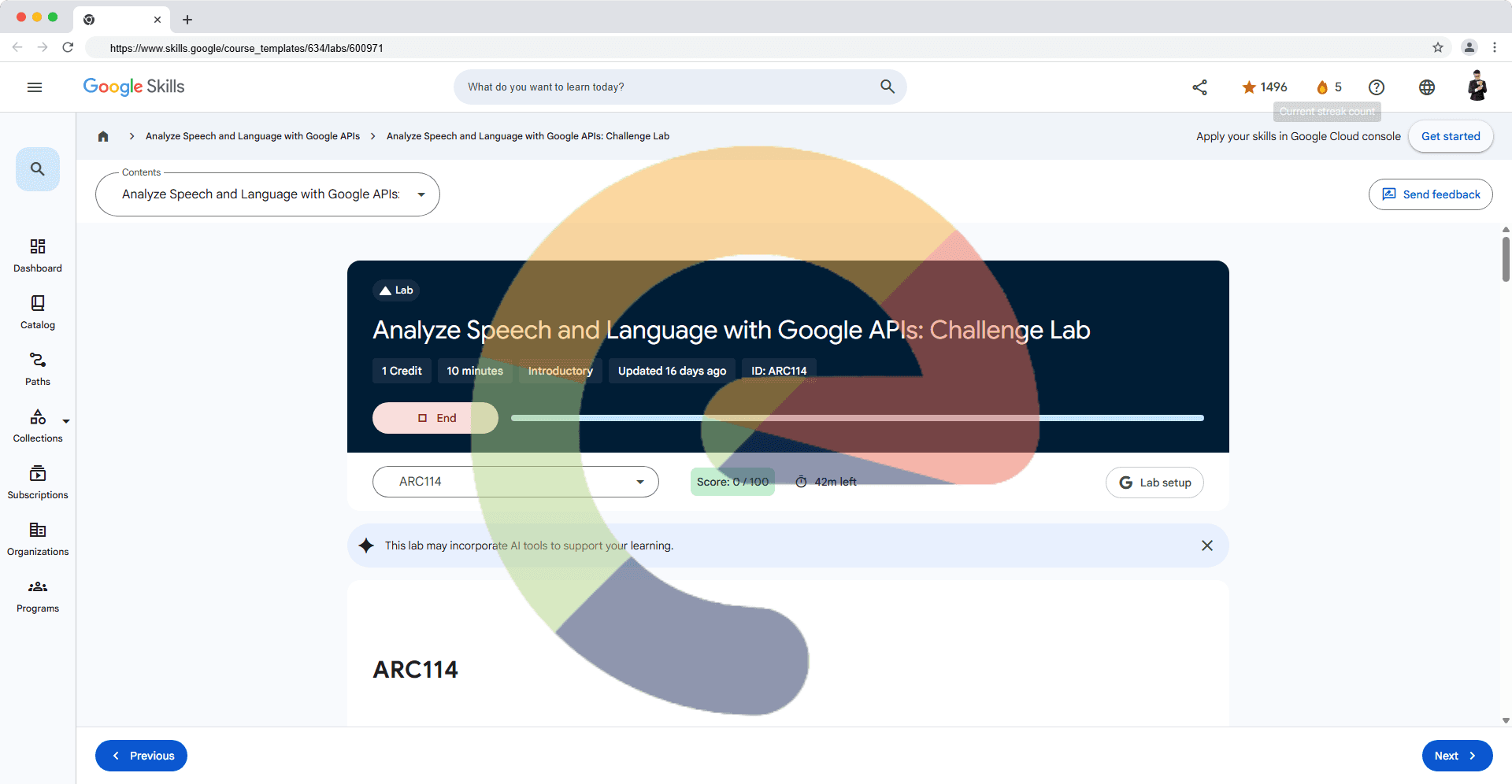 Analyze Speech & Language with Google APIs: Challenge Lab - ARC114